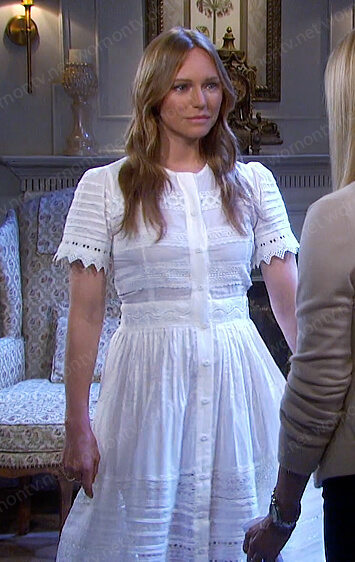 Abigail's white lace short sleeve dress on Days of our Lives