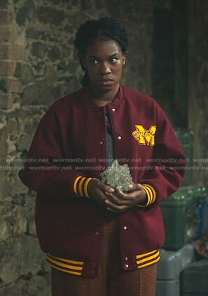 Aisha's burgundy varsity jacket on Fate The Winx Saga