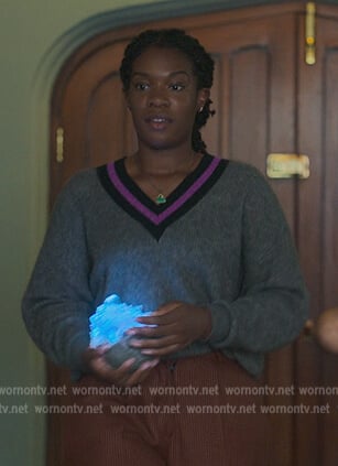 Aisha's gray varsity stripe sweater on Fate The Winx Saga