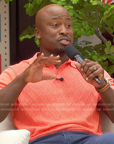 Akbar's coral textured polo on The Talk