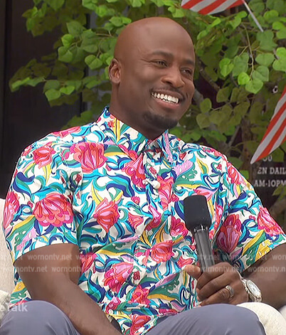 Akbar's floral print shirt on The Talk