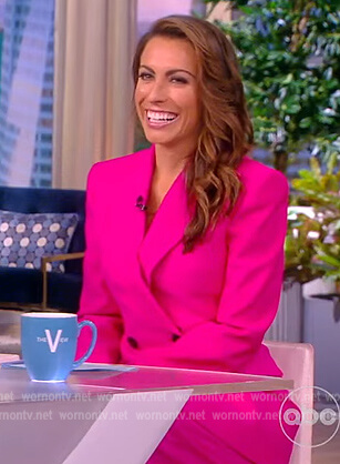 Alyssa's pink double breasted blazer on The View