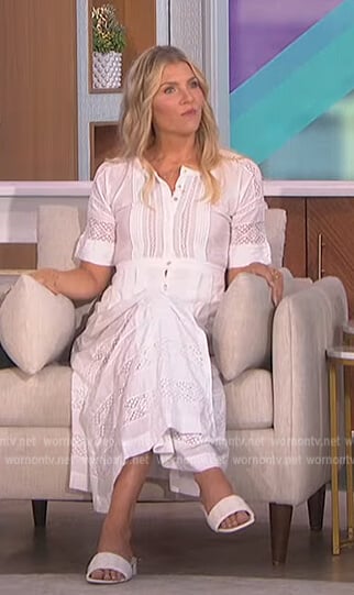 Amanda's white lace trim midi shirtdress  on The Talk