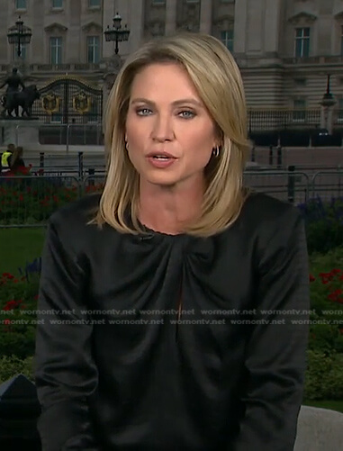 Amy's black twisted neck top on Good Morning America