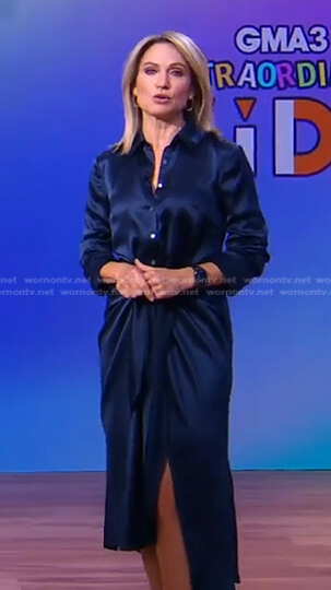Amy's navy knotted shirtdress on Good Morning America