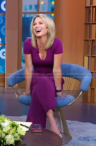 Amy's purple v-neck top on Good Morning America
