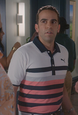 Anoush's white golf polo on Cobra Kai
