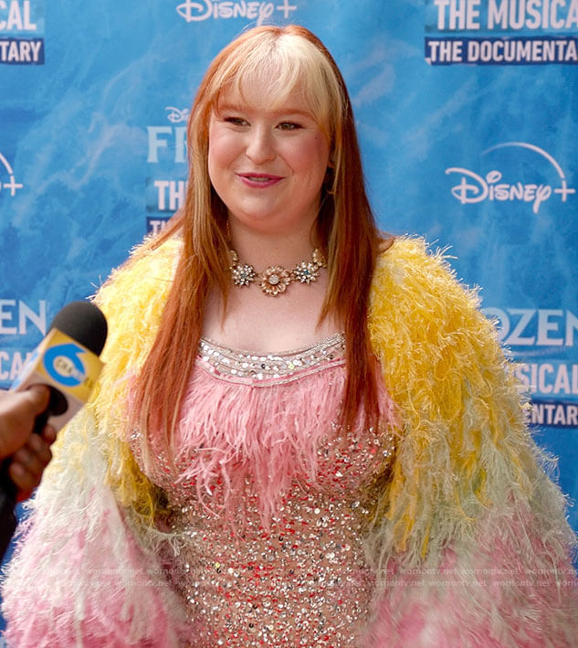 Ashlyn's sequin dress with feather sleeves on High School Musical The Musical The Series