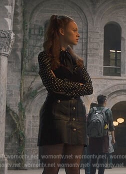 Beatrix's black leather mini skirt on Fate The Winx Saga