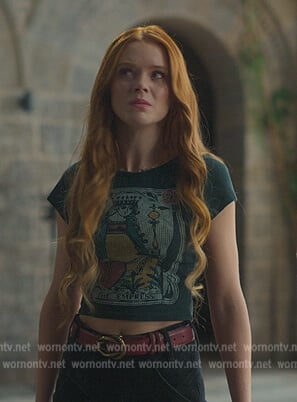 Bloom's black queen print top on Fate The Winx Saga