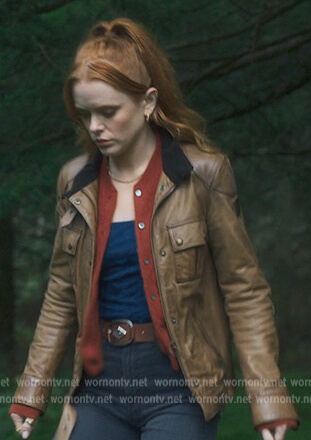 Bloom's brown leather jacket on Fate The Winx Saga