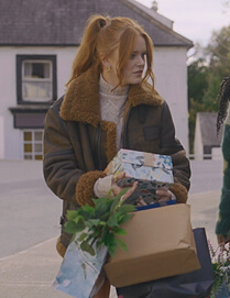 Bloom's leather shearling jacket on Fate The Winx Saga