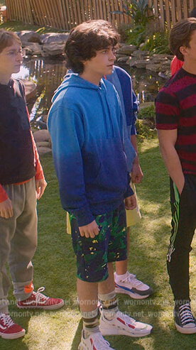 Anthony's blue ombre hoodie on Cobra Kai