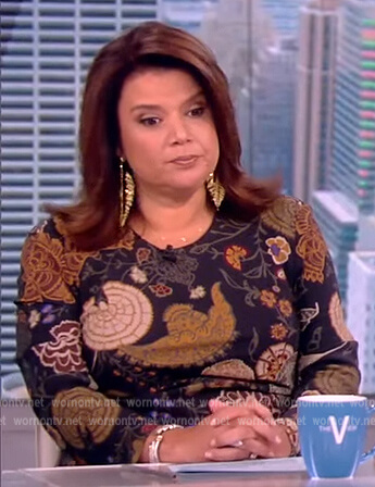 Ana's black printed dress on The View