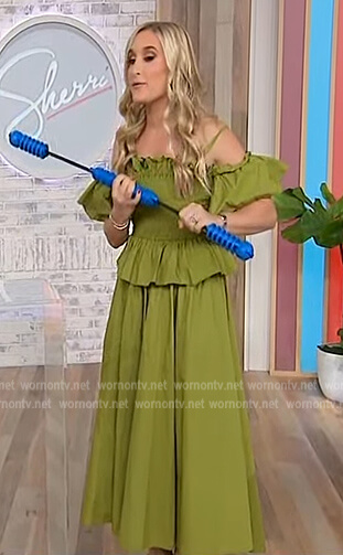 Brittney Levine's green smocked dress on Sherri
