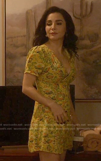 Catt's yellow floral mini dress on Monarch