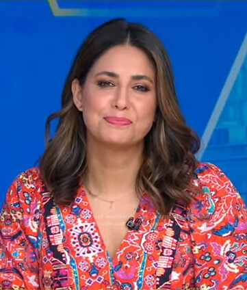 Cecilia's printed v-neck dress on Good Morning America