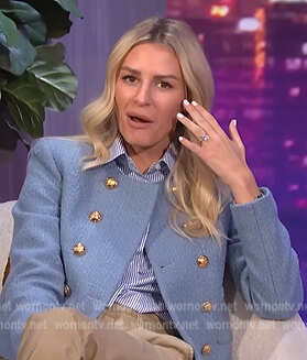 Morgan's blue tweed jacket on E! News Nightly Pop