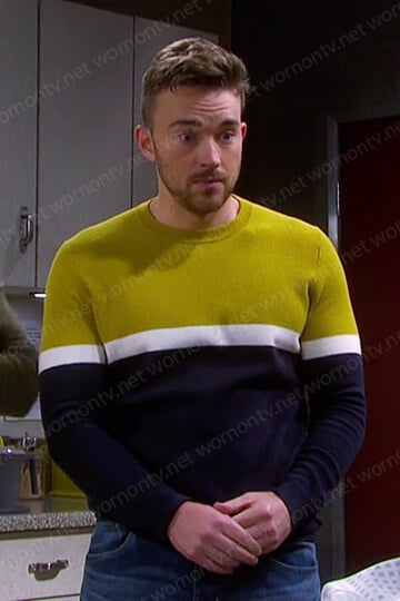 Will's yellow colorblock sweater on Days of our Lives