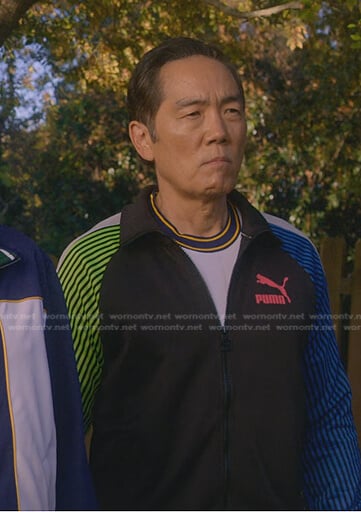Chozen's black Puma Track jacket and Pants on Cobra Kai
