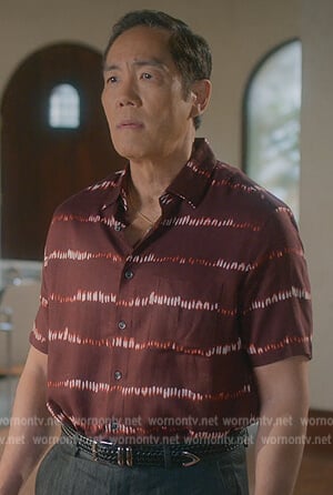Chozen's red printed shirt on Cobra Kai