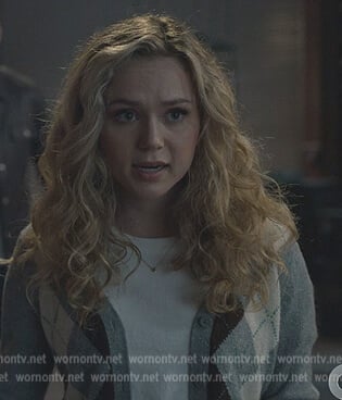 Courtney's gray argyle cardigan on Stargirl