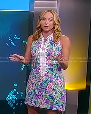 Danielle's blue printed embroidered trim dress on Good Morning America