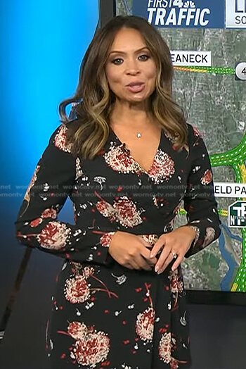 Adelle's black floral wrap dress on Today