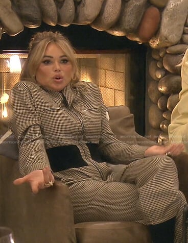 Diana's brown houndstooth jumpsuit on The Real Housewives of Beverly Hills