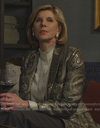 Diane's paisley metallic blazer on The Good Fight