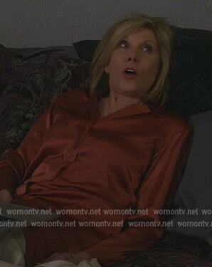 Diane's pink silk pajamas on The Good Fight