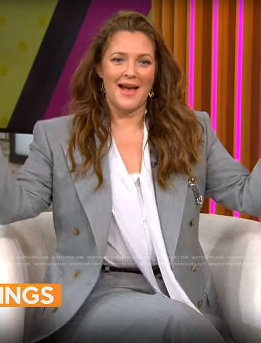 Drew Barrymore's grey suit on CBS Mornings