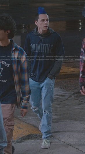Eli's navy Primitive hoodie on Cobra Kai