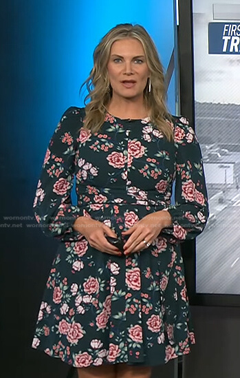 Emily West's green floral long sleeve dress on Today