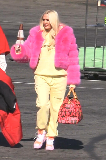Erika's yellow sweatshirt and pants on The Real Housewives of Beverly Hills