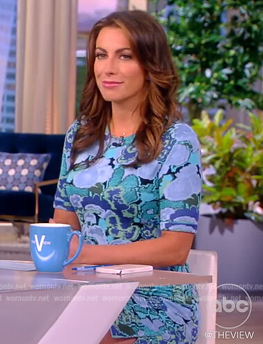 Alyssa's blue floral print mini dress on The View