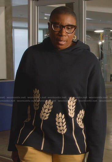 Hen's navy wheat embroidered hoodie on 9-1-1