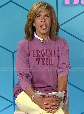 Hoda's purple Virginia Tech print top on Today