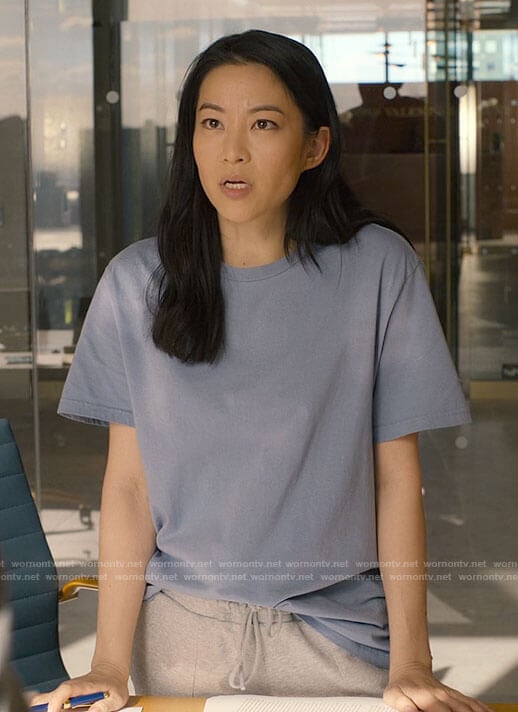 Ingrid's blue t-shirt on Partner Track