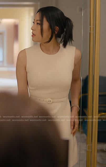 Ingrid's ivory sleeveless dress on Partner Track