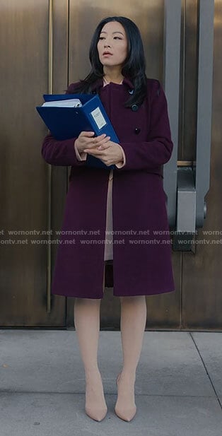 Ingrid's purple coat on Partner Track