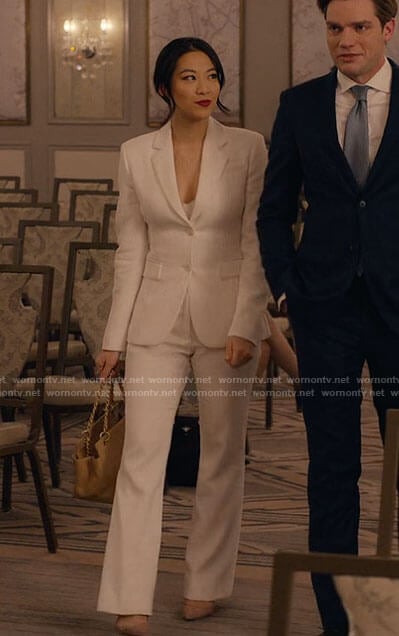 Ingrid's white suit on Partner Track