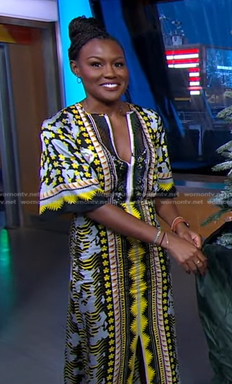 Janai's mixed print midi dress on Good Morning America