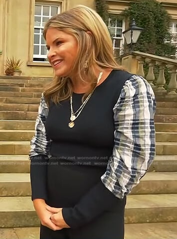 Jenna's black plaid sleeve sweater on Today