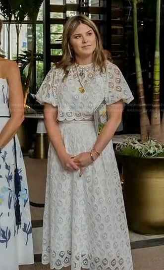 Jenna's white scalloped lace top and skirt on Today