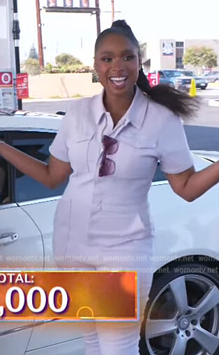 Jennifer's lilac denim jumpsuit on The Jennifer Hudson Show