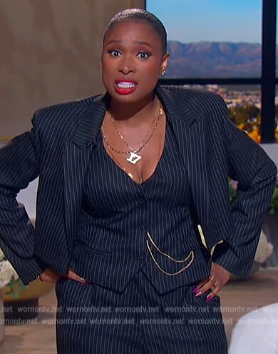 Jennifer Hudson pinstripe suit on The Jennifer Hudson Show