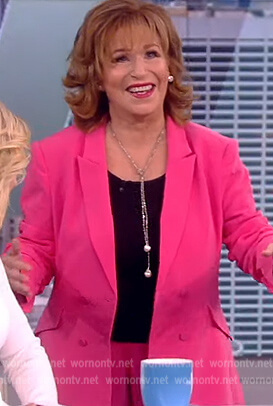 Joy's pink ruched sleeve blazer on The View