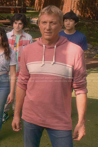 Johnny's pink striped hoodie on Cobra Kai
