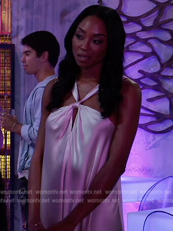 Jordan's satin twist neck dress on General Hospital
